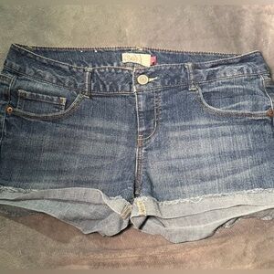 SO Denim Low-Rise Y2K Denim Shorts - Blue